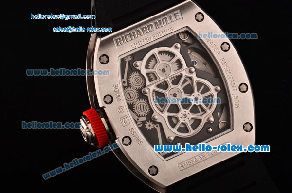 Richard Mille RM036 ST28-UP Automatic Steel Case with Black Rubber Strap Skeleton Dial and Arabic Numeral Markers- 7750 Coating - Click Image to Close